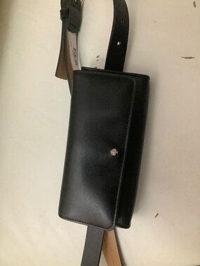 Kate Spade Belt Bag Leather Black Snap Top Wallet (slides Off Belt) Sz L-XL